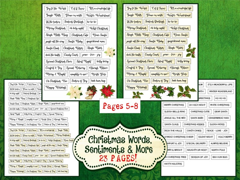 Christmas Words and Phrases Christmas Digital Download | Etsy