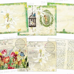 50 Page Spring Sings Digital Kit, Spring Junk Journal Kit, Spring Scrapbook Digital, Spring Digital Kit, Spring Word Labels, Spring Ephemera image 5