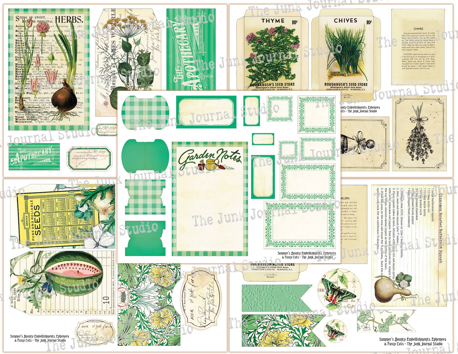Huge Garden Junk Journal Kit, Kit 3, Summer's Bounty Embellishments ...