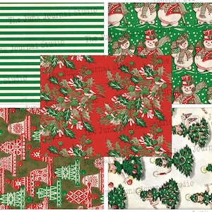 Carta da regalo natalizia vintage, MEGA Pack di Natale da 40 pagine, Sfondi digitali natalizi, Download digitali natalizi, Carta natalizia immagine 3