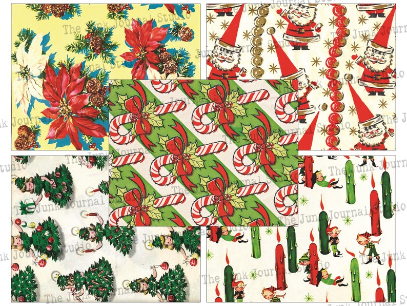 Carta da regalo natalizia vintage, MEGA Pack di Natale da 40 pagine, Sfondi digitali natalizi, Download digitali natalizi, Carta natalizia immagine 8