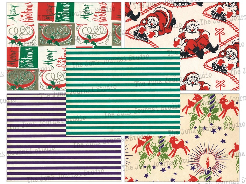 Carta da regalo natalizia vintage, MEGA Pack di Natale da 40 pagine, Sfondi digitali natalizi, Download digitali natalizi, Carta natalizia immagine 9