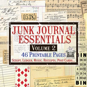 Junk Journal Essentials Vol 2 Printable Kit – Vintage Ephemera, Bingo Cards, Playing Cards, Post Cards, Tickets and Much More!