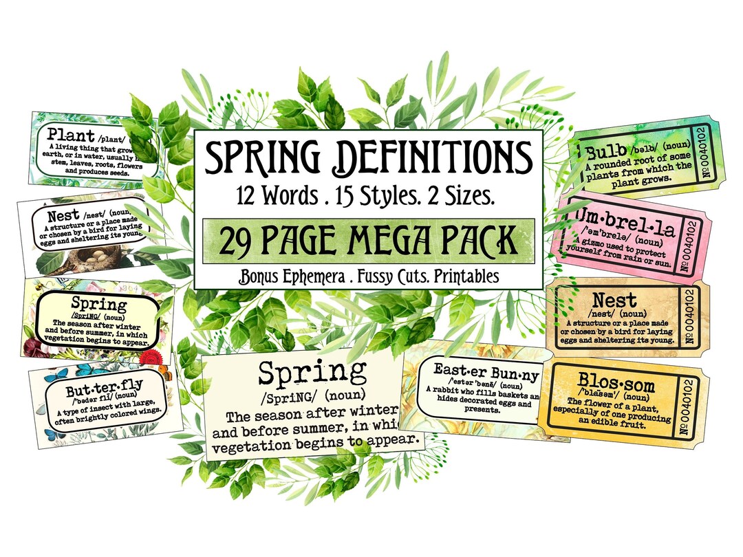 29 Page Spring Definitions Spring Words Digital Spring Etsy Australia