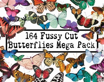 Butterfly Fussy Cut Mega Pack, 164 Digital Fussy Cut Butterflies, Digital Butterflies, Printable Butterflies, Butterfly Ephemera Journals