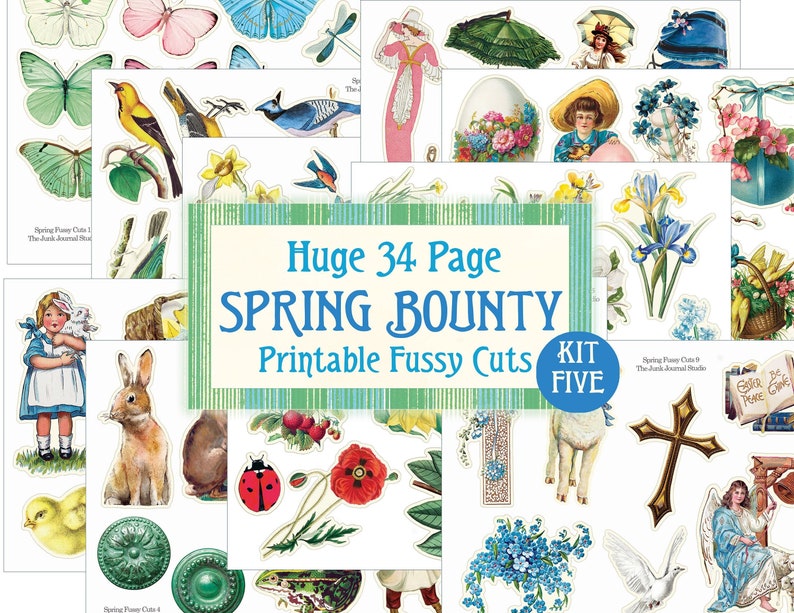 Huge Spring Bounty Kit 5, Spring Fussy Cuts Digital, Spring Digital Kit, Spring Ephemera Digital, Spring Journal, Floral Fussy Cuts, Spring image 1