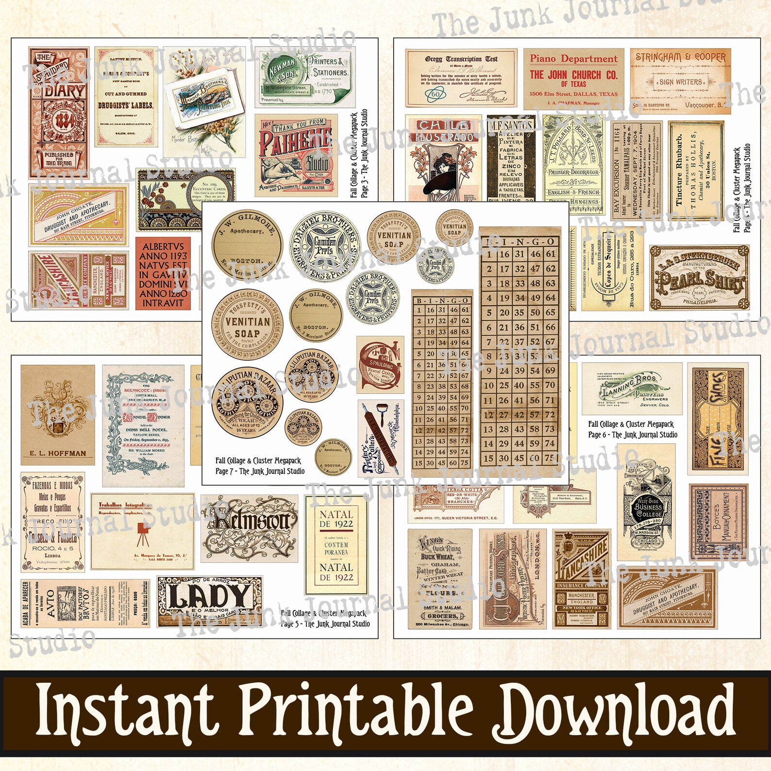 MEGA PACK FALL Collage/cluster Digital Kit, Fall Labels, Autumn Collage ...