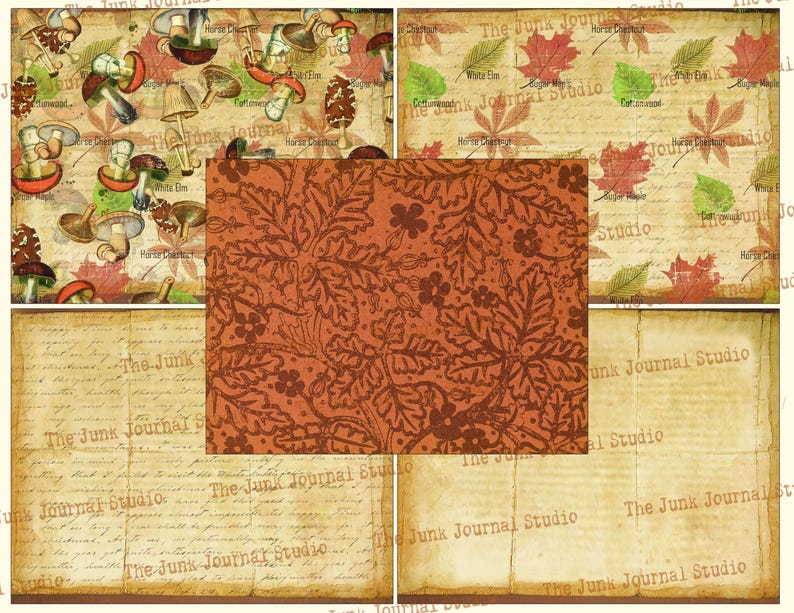 Mushrooms From Days Gone by Digital Kit 1, Mushroom Junk Journal