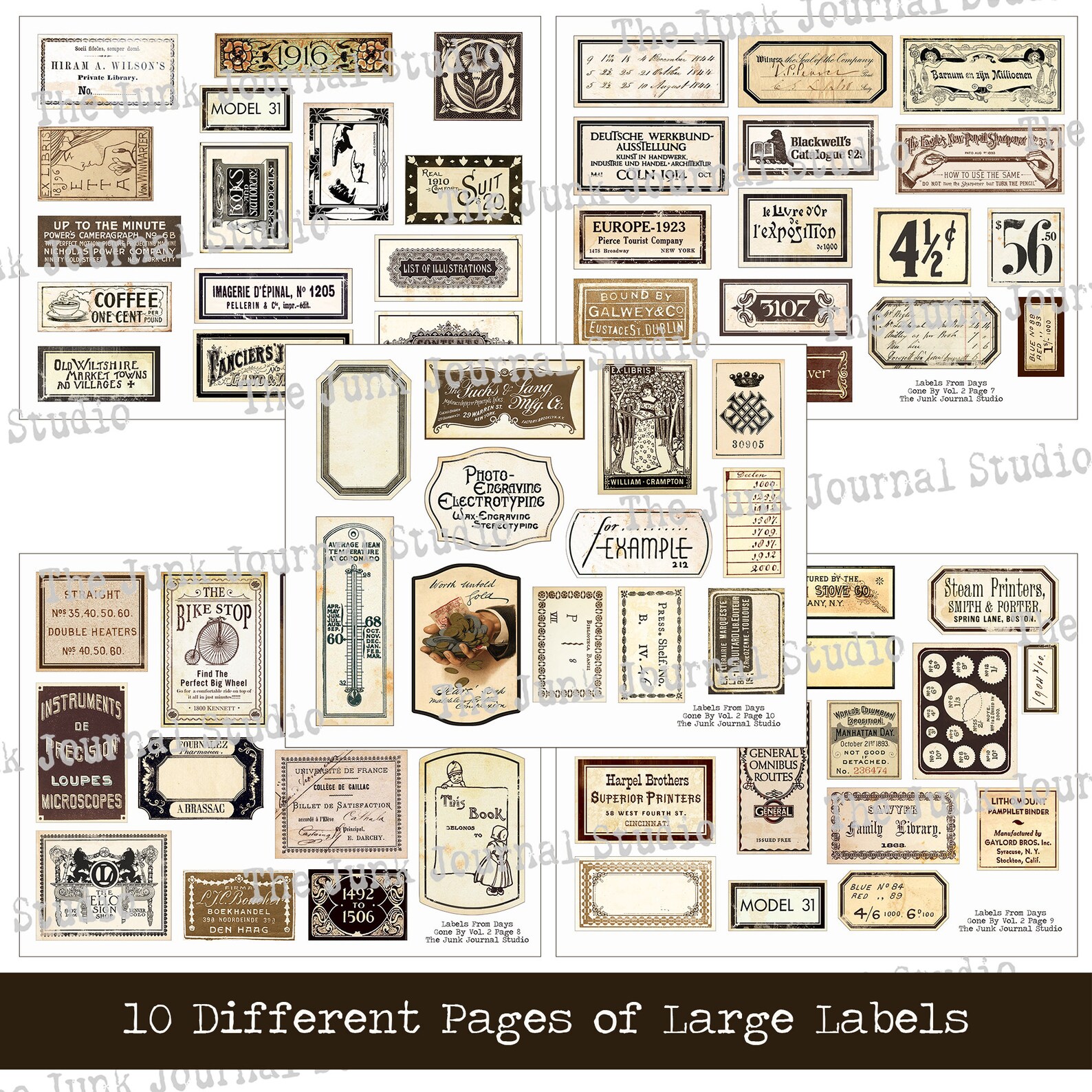Vintage Labels Volume 2 Digital, Distressed Numbers, Labels, Ephemera ...
