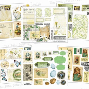 50 Page Spring Sings Digital Kit, Spring Junk Journal Kit, Spring Scrapbook Digital, Spring Digital Kit, Spring Word Labels, Spring Ephemera image 8