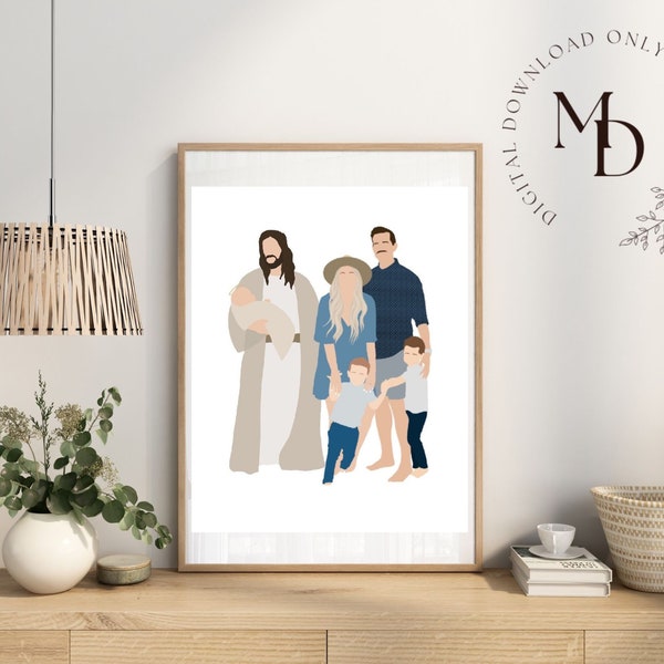 Miscarriage Custom Digital Portrait, Minimal, Simple Faceless, Jesus and baby Illustration, Memorial Keepsake