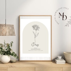 DAISY April Birth Month Flower with Meaning, Digital Instant Download, Wall Art
