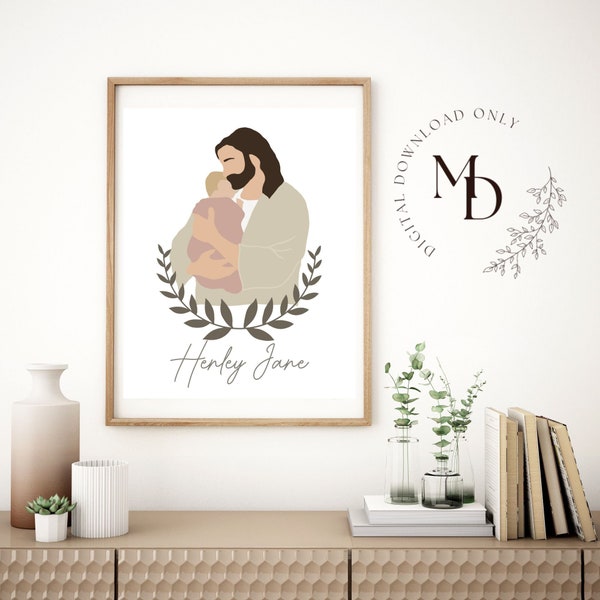 Miscarriage Custom Digital Portrait, Minimal, Simple Faceless, Jesus and baby Illustration, Memorial Keepsake