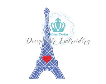 Eiffelturm Love Applikation Stickdatei Stickdatei Sofort Download