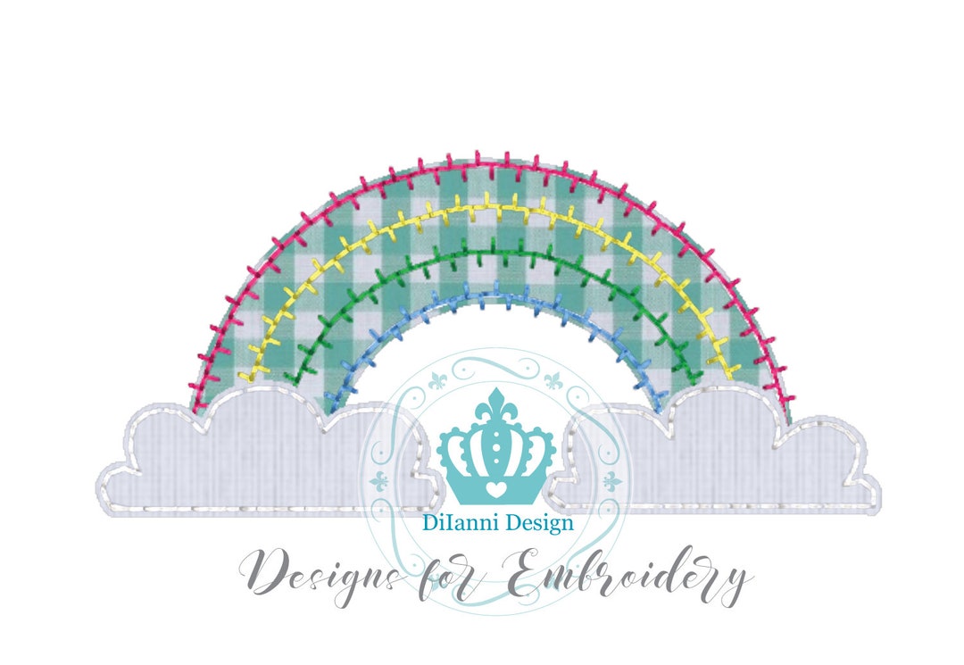 Rainbow Applique Design Machine Embroidery Digital File Instant ...
