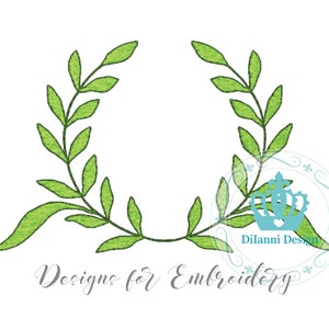 Laurel Wreath Crest Monogram Frame Design Machine Embroidery Digital File Instant Download