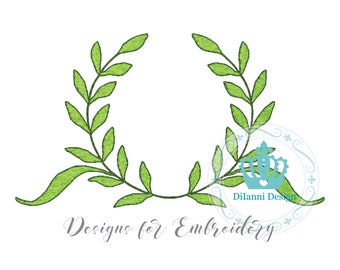 Laurel Wreath Crest Monogram Frame Design Machine Embroidery Digital File Instant Download