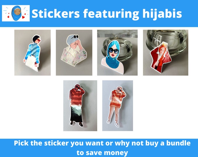 Cute hijabi illustrations mugs stickers and by Tassycrafty on Etsy