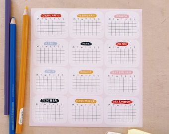 Naklejki kalendarzowe do personalizacji | Naklejki kalendarza rocznego - Arkusz naklejek - Planer - Bullet Journal