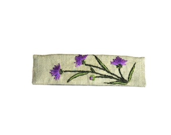 Hand Embroidered Large Sage-Green Thistle French Barrette