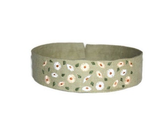 Hand Embroidered Sage Headband