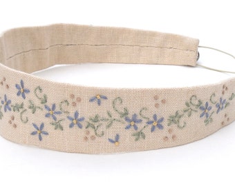Hand Embroidered Daisy Crown Headband