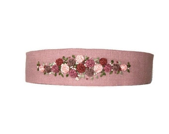 Hand Embroidered Floral/Rose Headband