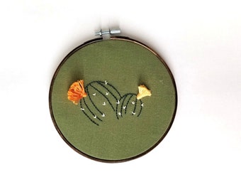 Hand geborduurd Cactus Pom Pom zuidwestelijke woestijn Boho Hippie Boho Plant hoepel borduurwerk