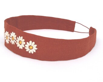 Hand Embroidered Minimalist Daisy Headband