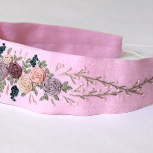 Hand Embroidered Floral Headband