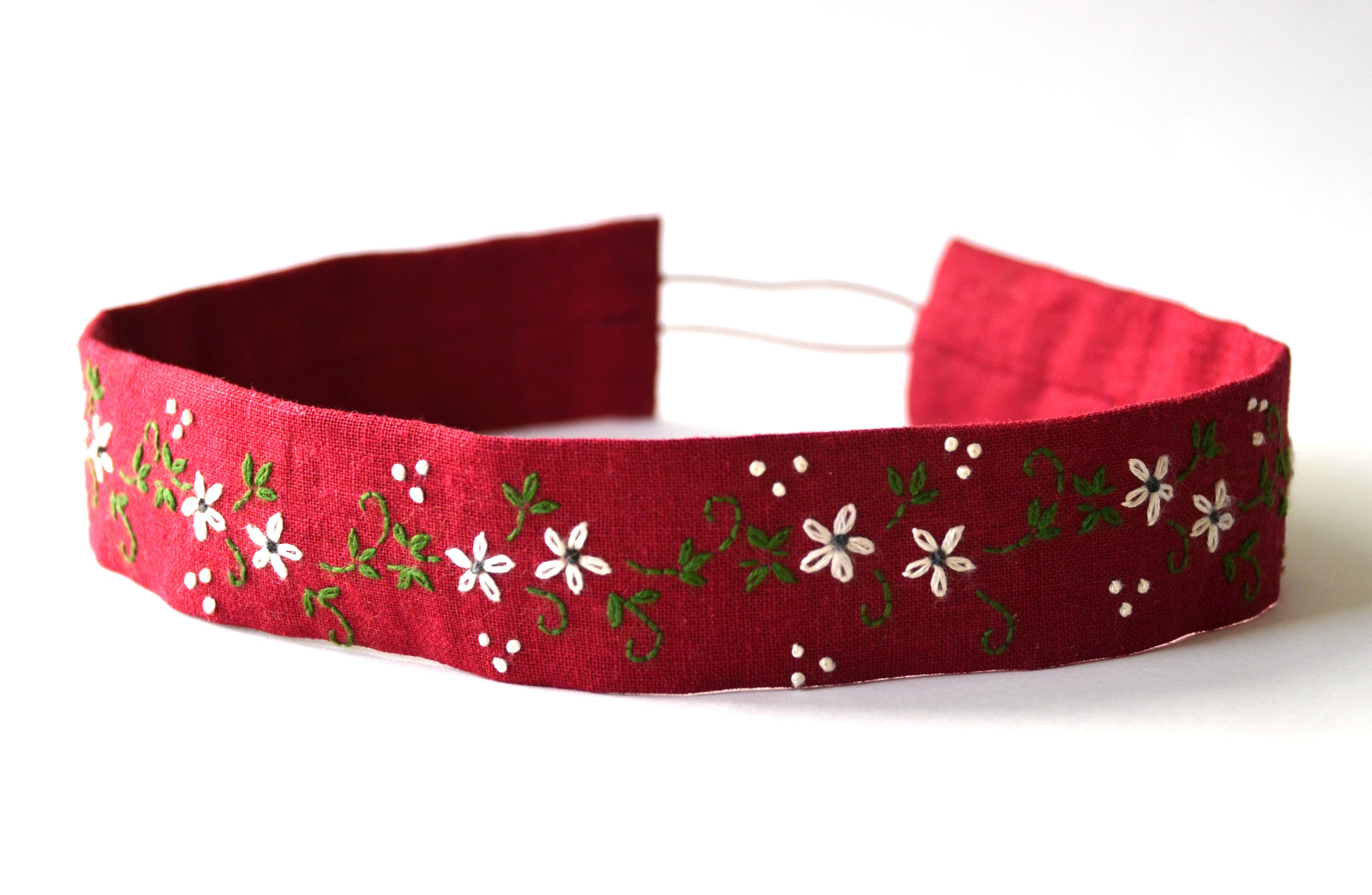 Red - Handcrafted Fab Artwork Hair Band 06