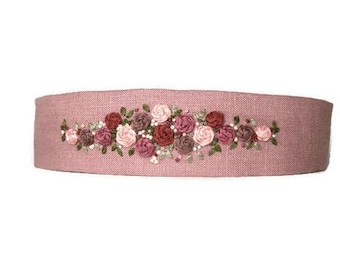 Hand Embroidered Floral/Rose Headband