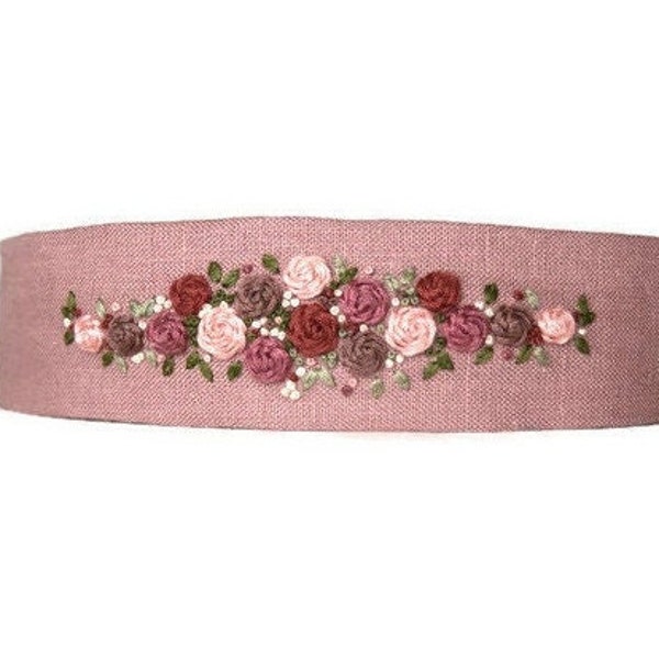 Hand Embroidered Floral/Rose Headband