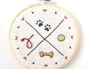 Hand Embroidered Dog Hoop Art, Personalized Pet Home Decor