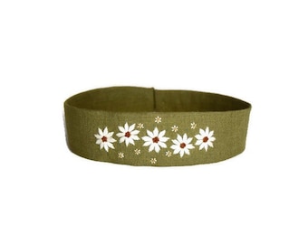 Hand Embroidered Floral/Daisy Headband