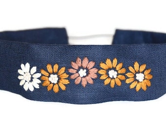 Navy Hand Made Minimalist Daisy Floral Headband