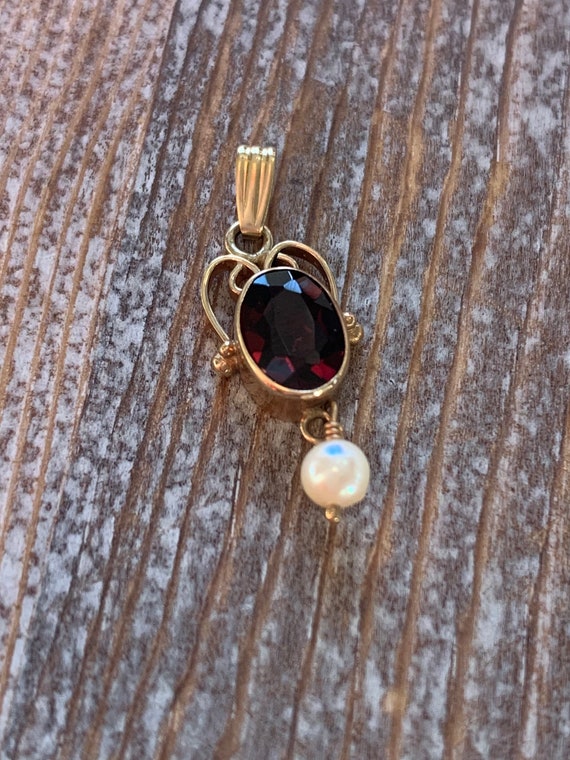 Beautiful Handmade Garnet and Pearl Pendant