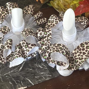 Brown and Green Cheetah Ruffled Tutu Anklet