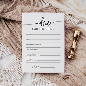 Minimalist Bridal Advice Cards, Advice For The Bride Cards, Bachelorette Games Template,  Printable Bridal Shower Game, DIGITAL DOWNLOAD