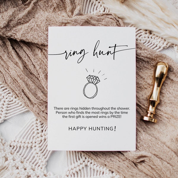 Ring Hunt Bridal Shower Game, Bridal Ring Game, Bachelorette Game, Editable Bridal Shower Games, Minimalist, DIGITAL DOWNLOAD, Templett