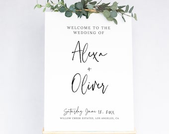 Modern Wedding Welcome Sign Template, Minimalist Welcome Poster, Editable & Printable, Instant Download, Templett, Try Free Demo