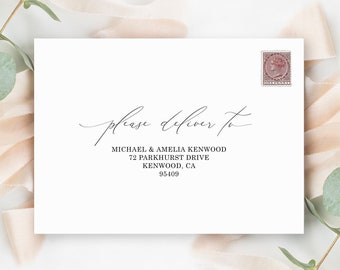 Envelope Template, Calligraphy Envelope, Wedding Envelope Template, Address Label, Instant Download, Script, Modern, Minimalist, Templett