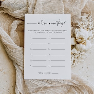 Minimalist Bridal Shower Game Template, Editable Bachelorette Game, Where Were They Wedding Shower Game, INSTANT DOWNLOAD, Templett