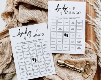 Bingo Baby Shower Game Template, Modern Bingo Cards Game, Editable, Baby Bingo Cards, Minimalist Party Games, Pre-filled, Digital Download