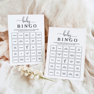 Baby Shower Bingo Cards Game, Modern Baby Shower Games, Editable & Printable Game, Baby Bingo Cards, Prefilled Cards, Instant Download