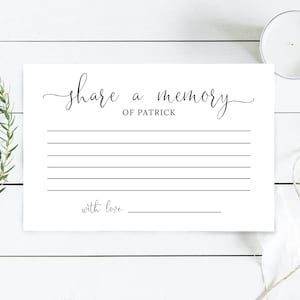 Share a Memory Card, Celebration of Life Template, Editable Funeral Sign, In Loving Memory Sign with Cards, Printable Funeral Template