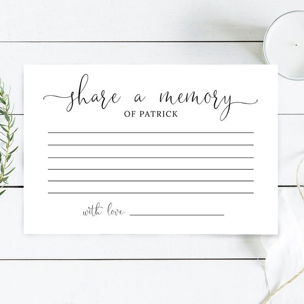 Share a Memory Card, Celebration of Life Template, Editable Funeral Sign, In Loving Memory Sign with Cards, Printable Funeral Template