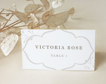 Wedding Place Cards Template, Elegant Crest, Name Cards Printable, Fully Editable Place Card, Flat and Folded Tent Card, Instant Download