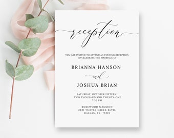 Wedding Reception Invitation Template, TRY BEFORE You BUY, Minimalist Invitation, Instant Download, Reception Card, Editable Invitation
