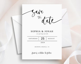 Save The Date Cards Template, Custom Printable, Wedding Save The Date, Editable Invitation, Wedding Announcement, Instant Download, TRY DEMO